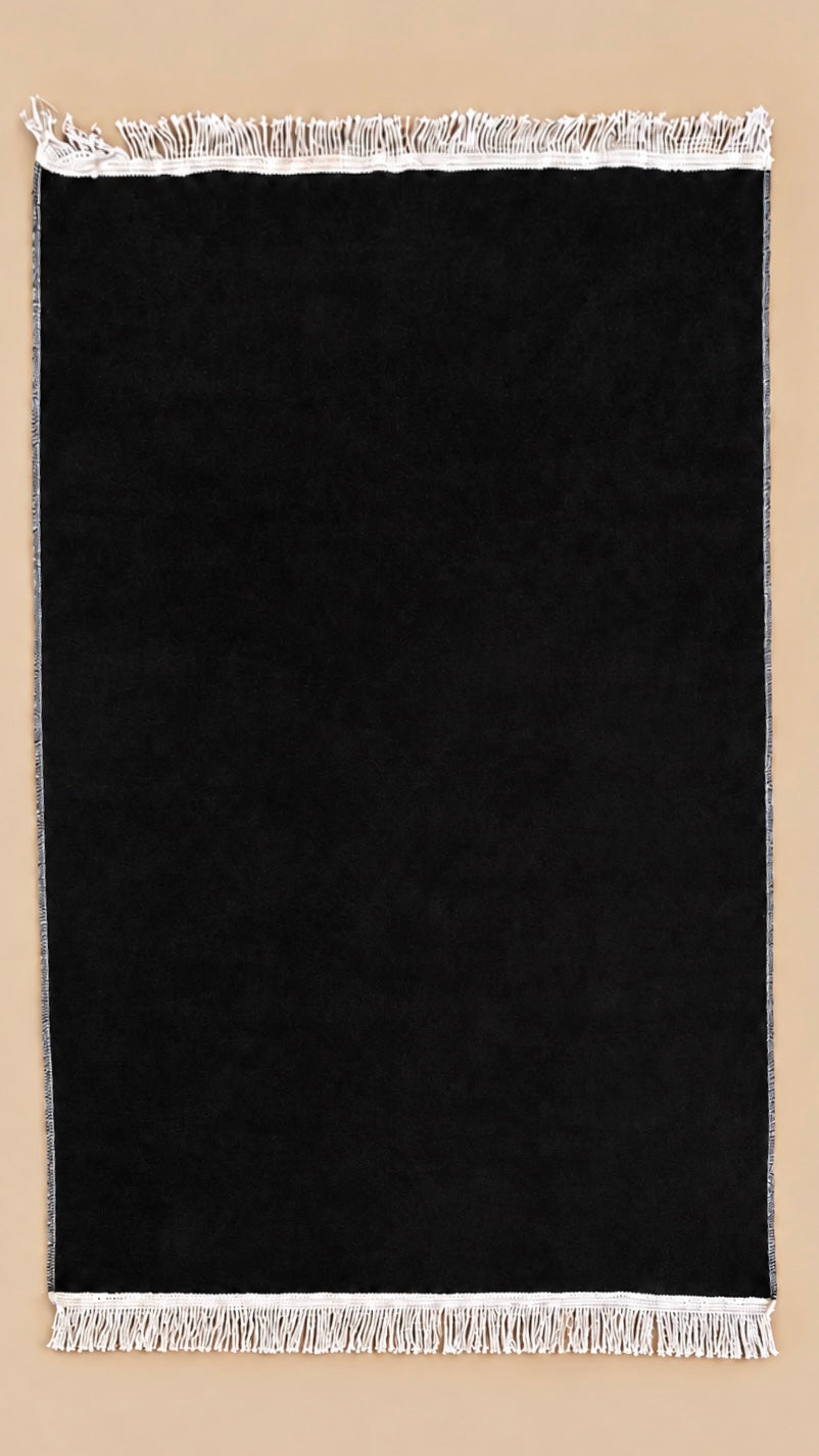 Tapis de prière fin noir de l'ensemble Coran, tapis et musc