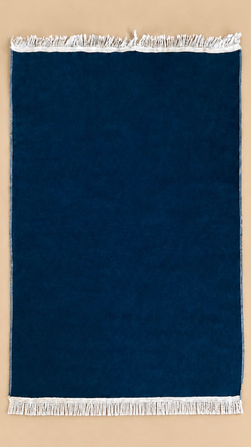 Tapis de prière fin bleu marine de l'ensemble Coran, tapis et musc