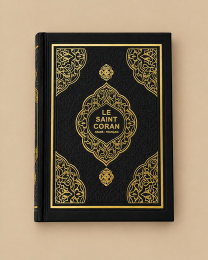 Coran bilingue arabe-français noir de l'ensemble Coran et tasbih