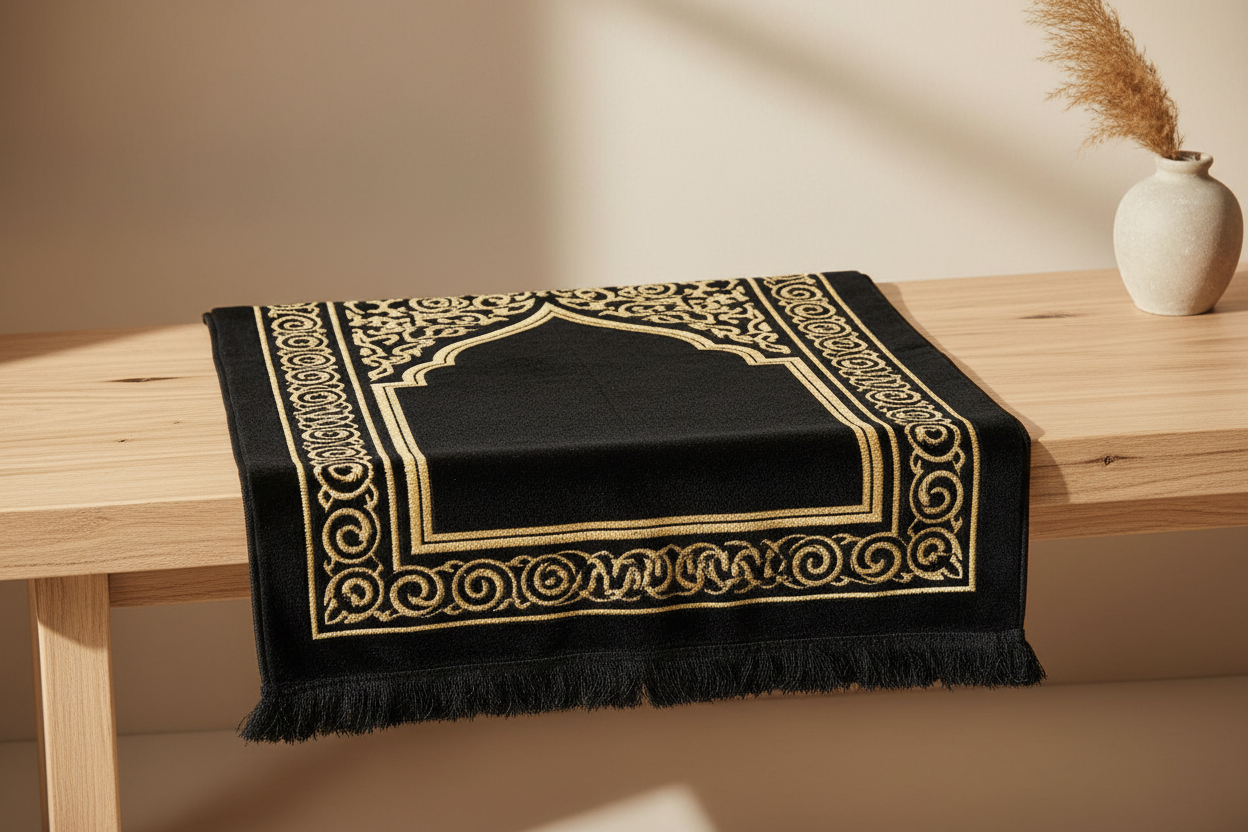 Tapis de prière en velours noir